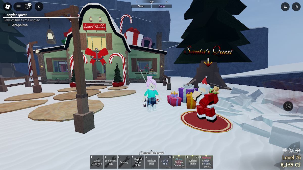 Joulupukin työpaja Roblox Fischissä.