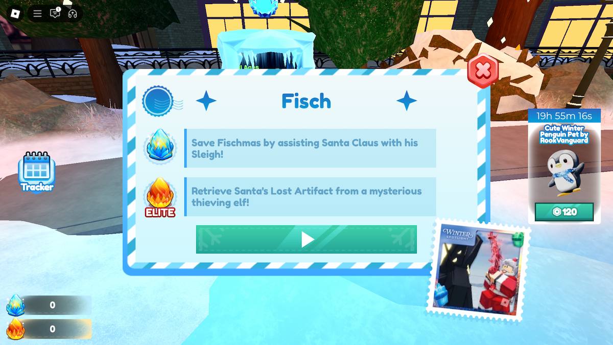 Kuinka saada Winter Spotlight -tapahtumamerkit Roblox Fischissä.