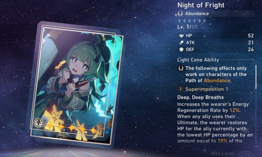 Yö Fright Honkai Star Rail Light -kartio