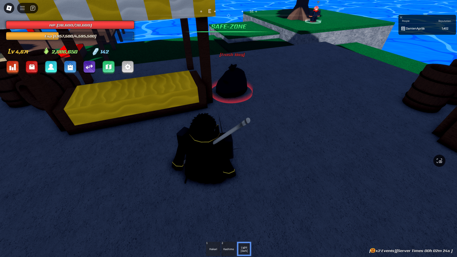 Pelaaja hylkää hedelmät jaepalasta Roblox